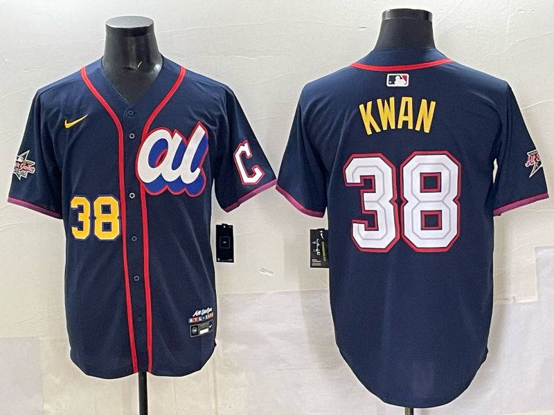 Men 2025 Cleveland Indians 38 Kwan Drak Blue All star Nike MLB Jersey style 5
